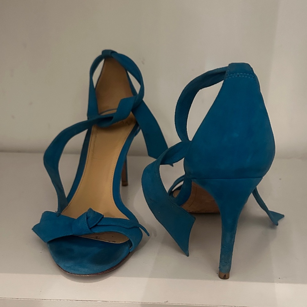 Alexandre Birman Teal Suede Strappy Heels